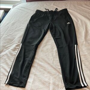 Adidas Kids Black Joggers with White Stripes
